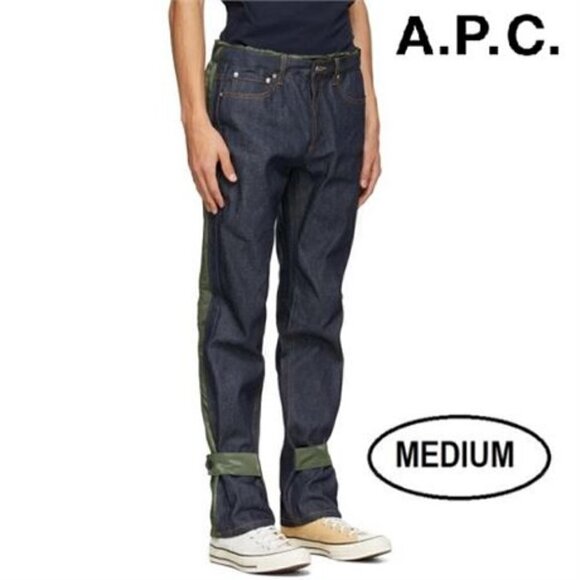 A.P.C. x Sacai Edition Indigo & Green Haru Jeans - Khaki. Size: M. NWT - Picture 2 of 16